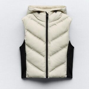 Zara WATER REPELLENT WIND PROTECTION PUFFER VEST black/white